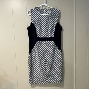 Calvin Klein Sheath Dress Stripped Sz: 14